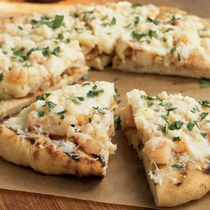 Shrimp Pizza with Red Wine Marinade